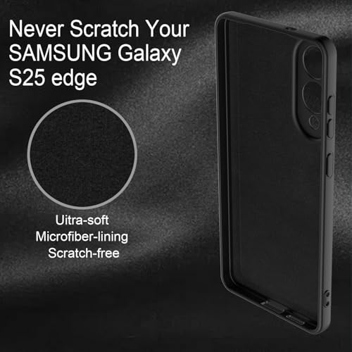 Taneny Silicone Case for Samsung Galaxy S25 Edge, Durable and Stylish Drop Tested Soft Silicone Gel Rubber Slim Fit Shockproof Protection Phone Cover for Galaxy S25 Edge (Black) - image 6