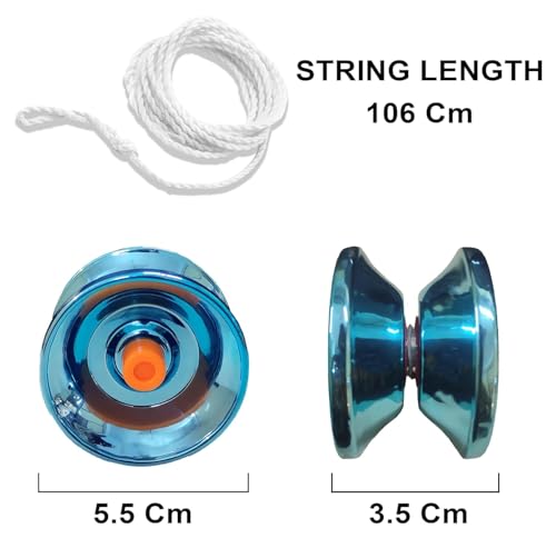 Image of Fine Quality High Gloss High Speed YoYo Spinner Toy for Kids | Metal YoYo for Men | 1M Long String | Diameter 5.5 | Height 3.5 CM | Color As Per Stock (Pack of 1)