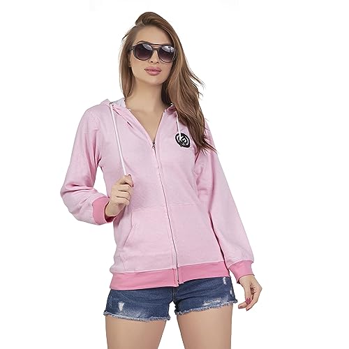 Image of CAUSTIC Women's Hoodie Jacket Sweatshirt - Casual Full Zip Up Long Sleeve Cotton Blend Outwear with Pockets & Hooded Top (White)