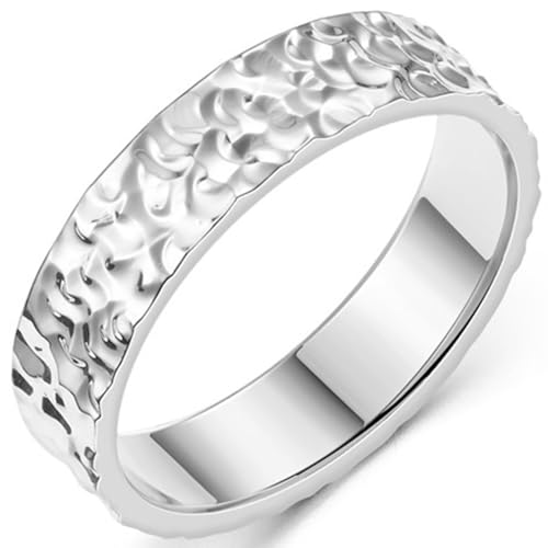 Jude Jewelers 5mm Stainless Steel Hammered Surface Classic Plain Wedding Band Ring