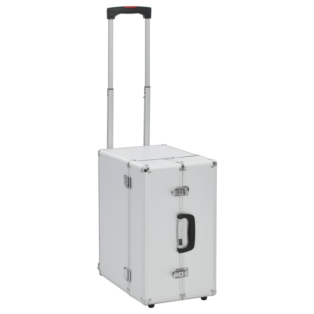 vidaXL Pilotenkoffer Handgepäck Businesskoffer Aktenkoffer Reisekoffer Pilotentrolley Alukoffer Koffer Trolley Alu 47x39x27cm Silbern Aluminium