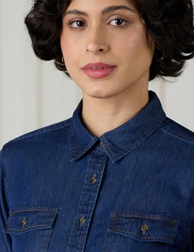 Image of Amazon Brand - Symbol Women Denim Shirt (Regular Fit | Full Sleeve) (Available in Plus Sizes)