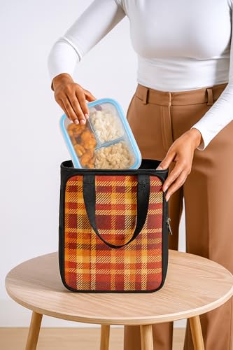 Image of Nibbler Lunch Bag Office Tiffin Bags for Men Women | Insulated Hot Cold Travel Lunch Bag | for Lunch Tiffin Box & Bottle | Multi-use Storage I for Office & School (Tartan Plaid)