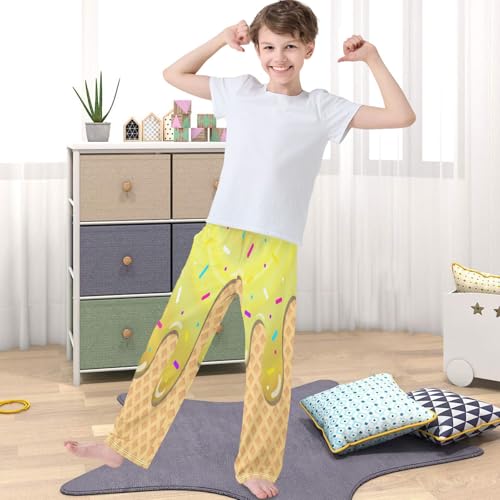 Boy's Pants Olive Ice Cream Jogger Pants Elastic Waist Long Bottoms Trousers with Pockets 6-14 Years4