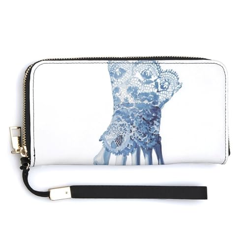 Skeleton Hand with Lace Glove PU Leather Clutch Long Bifold Wallet, Coin Purse Credit Pass Case, Durable Card-Holder Money Storage for Women Men