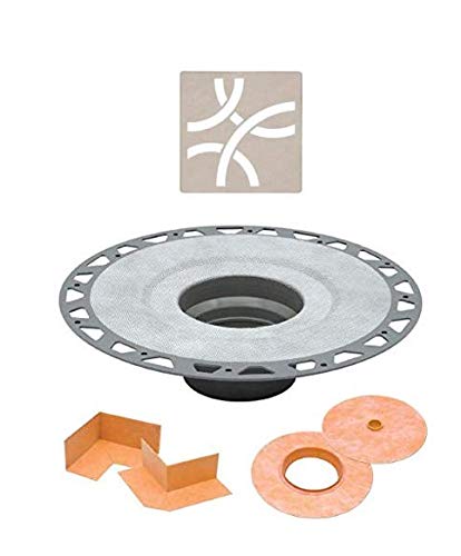 Schluter Systems Kerdi Drain Kit with PVC Flange (4” Curve Design Grate - Cream Finish - KD2/PVC/TSCD6)
