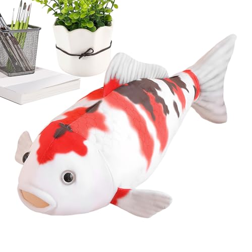 Peluche poisson carpe koï de 75 cm : grand oreiller doux pour canapé