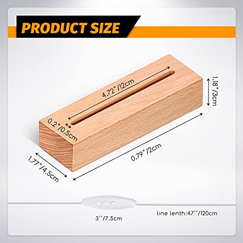 Riakrum 5.9 Inch Wooden Rectangle Light Base, Wood Led Display Base Pedestal Dimmable Colorful Light Lamp Stand With Usb Cable For Acrylic, Crystal, Night Light, Glass Resin Art (4 Pieces) #TOP1