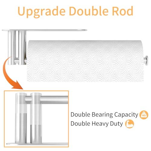 Image of Paper Towel Holder Under Cabinet, 13Inch Self-Adhesive or Wall Paper Towel Holder for Kitchen, Bathroom, RV, Brushed Nickel