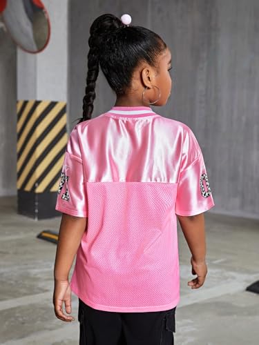 Image of WDIRARA Girl's Number Graphic Jersey Shirts Short Sleeve V Neck Tees Oversized T-Shirt Tops