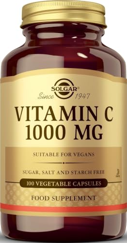 Solgar Vitamina C 1000 mg | 100 Cápsulas Vegetales | Refuerza defensas y protege el organismo · Antioxidante · Vegano, sin gluten