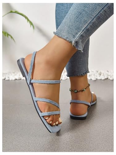 Image of GORGLITTER Women's Rhinestone Wedding Flat Sandals Sparkly Strappy Glitter Dressy Slip on Bling Bridal Prom Cute Slide Shoes
