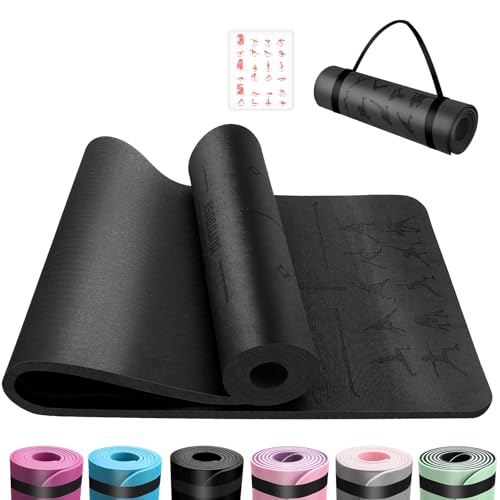 Utomhusmatta, TPE 6 mm tjock, miljövänlig yogamatta, halkfri fitnessmatta, sportmatta, gymnastikmatta för pilates yoga meditation, stretching med...