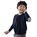CUNYI Boys' Button-up Cardigan with Elbow Patches V-Neck Cotton Knit Sweater Casual Outerwear, Dark Blue, 130