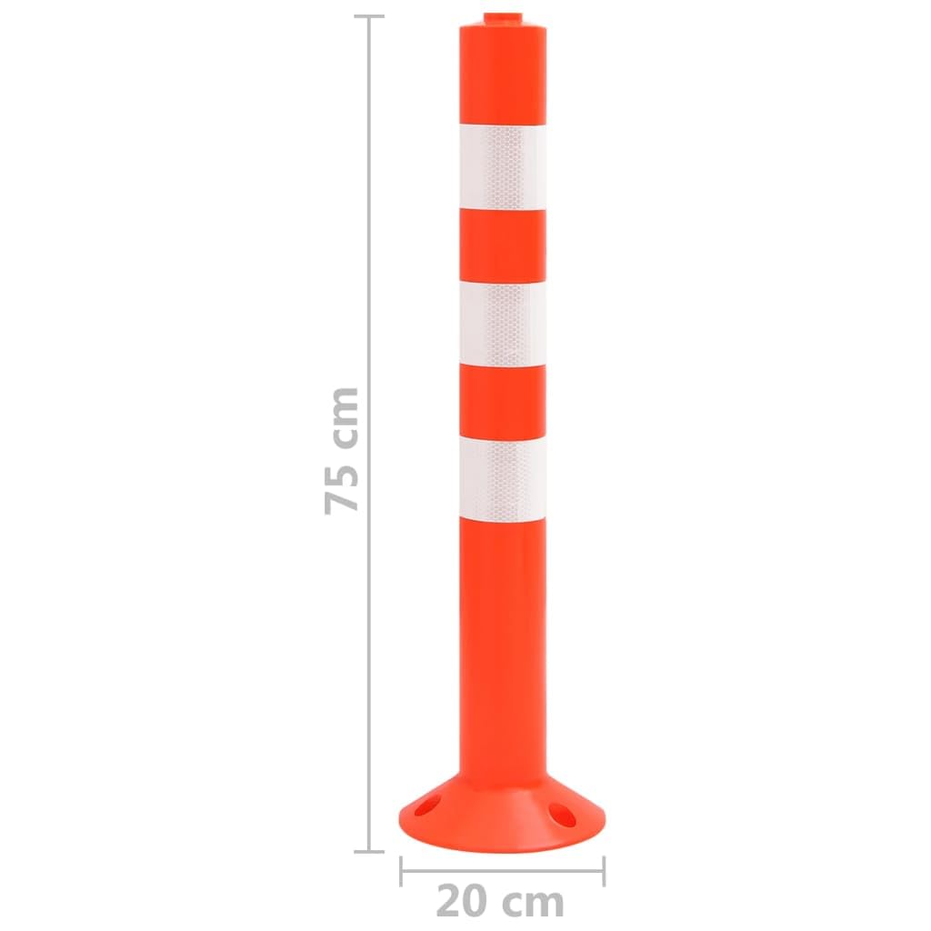 Lot de 10 poteaux de barrière 75 cm PE avec bandes réfléchissantes argentées pour panneau de parking, panneau d'avertissement, panneau de signalisation, interdiction de stationnement, réservé