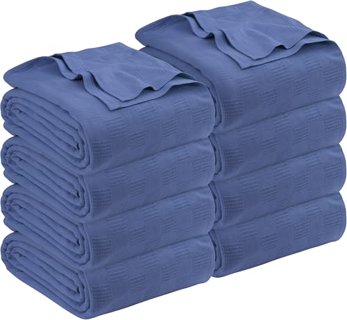 Image of Utopia Bedding Wedgewood 100% Cotton Blanket [Queen Size - 90x90 Inch] 350GSM Lightweight, Soft and Breathable Thermal Blanket for All Seasons (Pack of 8)