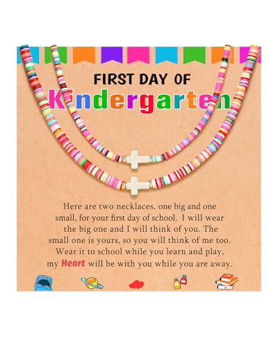 First Day of Kindergarten/Preschool Gift Back to School Matching Mother Daughter Cross Necklace