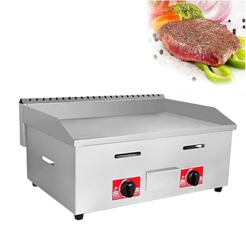 Commercial Gas Griddle,Large Non-Stick Burger Grill,Commercial Gas Griddle Stainless Steel Grill,with Adjustable Temperature, Lpg Gas Grill,for Outdoor Catering,720
