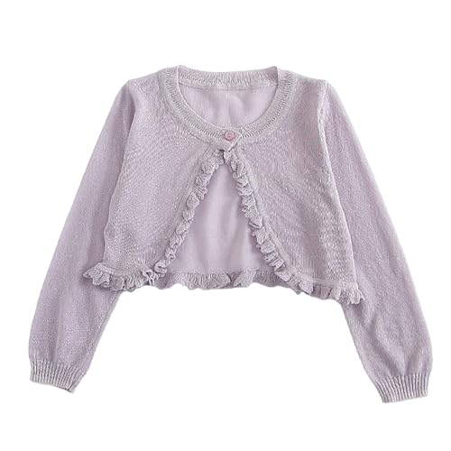 Toddler Girls Knit Cropped Cardigan Long Sleeve Thin Lightweight Plain Open Front Sweater Baby Cute Coats Clothes