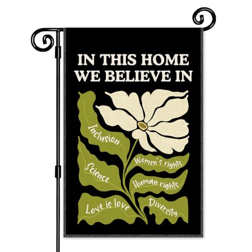 JMYROG In This Home We Believe In Inclusion Floral Garden Flag for Outside