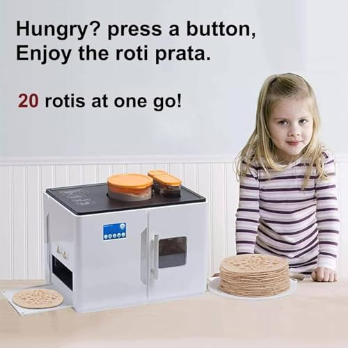 Automatic Electric Roti Maker, 20 Pcs Capacidad, AI Kneads Dough En 120 Secs. Control táctil Para nivel de espesor y asado. Máquina de pan de piso de acero inoxidable para uso de cocina casera, 220V