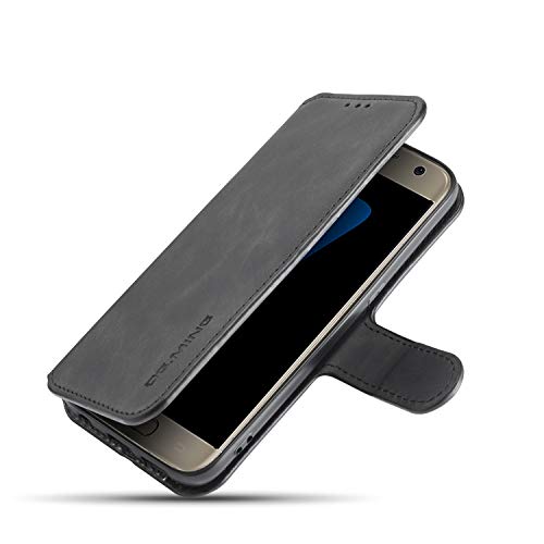 Ueebai Pu Leather Case For Samsung Galaxy S10 5G, Vintage Retro Premium Wallet Flip Cover Tpu Inner Shell [Card Slots] [Magnetic Closure] Stand Function Folio Shockproof Full Protection - Black #TOP4