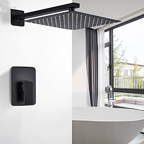 Ensemble matt black shower head avec double diffusion spray et robinet de douche LWX