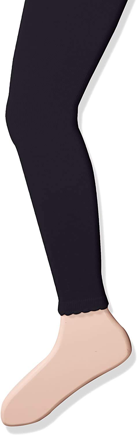 Jefferies Socks Girls' Little Cotton Footless Tights with Scalloped Edge, Navy Blue, 4-6 Years