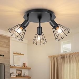 Dehobo Lampada Faretti da Soffitto Led Orientabili, 3 Faretti da Parete Interno Lampada da Soffitto Plafoniera LED E14, Faretti Cucina Parete Nero per Soggiorno Camera Letto Senza Lampadina