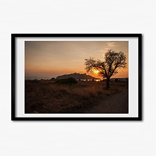 Cadre photo 60x40 cm Tulup en bois MDF avec affiche de tableau moderne de coucher de soleil