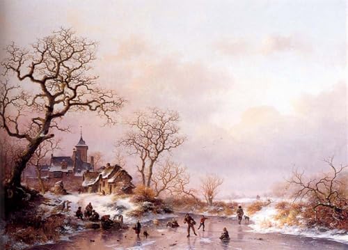 Impression d'art paysage hivernal Frederik Kruseman avec manoir fortifié