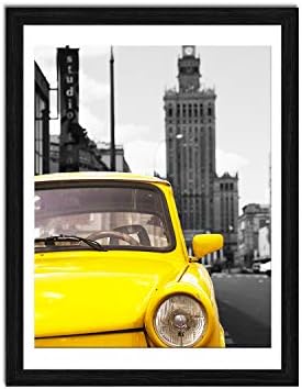 Emeyart 12x16 Picture Frames to Display 11x14 Documents with Mats Black Real Wood Photo Frames Wall Art Decorative for Living Room and Office Wall Decor