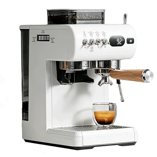 Máquina de café con Leche y Capuchino: molido y dosificación Inteligente Temporizador de extracción de precisión Espumador de Leche Integrado Máquina de café expreso pequeña de 20 Bares(White)