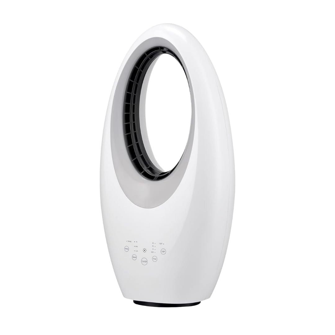 Max Star Ventilador sin Aspas con Mando a Distancia 3 Velocidades Purificador de Aire Oscilante Temporizador Luces LED Silencioso y Potente Hogar Oficina Dormitorio