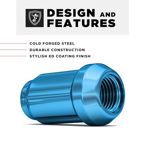 Image of White Knight 3804BLT-20AM 1 /2 inch-20 Blue 6 Spline Lug Nut with Key, 20 Pack (for AFTERMARKET Wheels with Smaller 0.80 inch Diameter Seating)