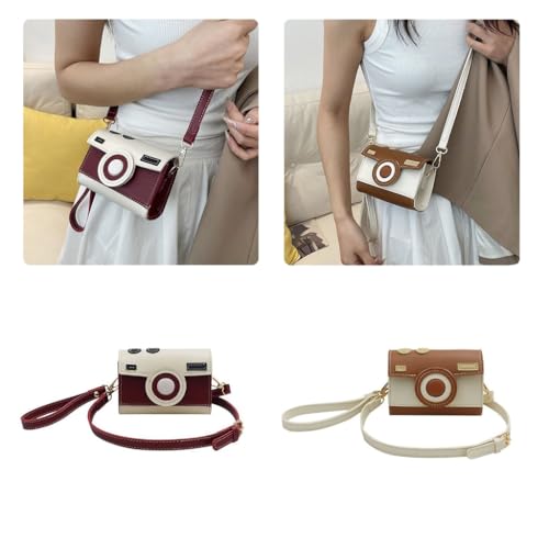 Women Camera Shape Shoulder Bag Contrasting Colors Phone Bag PU Crossbody Bag4