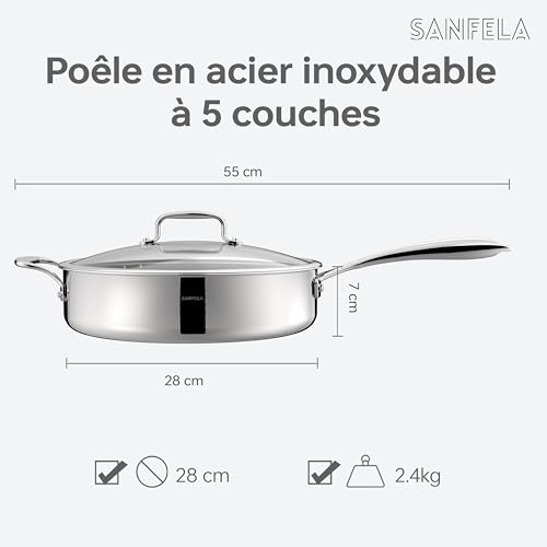 Sauteuse inox 28 cm saine pour cuisiner de grands plats en famille