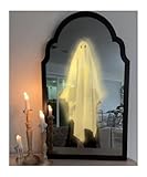 SQUISHYSOFTIES Halloween Hologram Ghost Mirror, Large Spooky Scary Ghosts Haunted Mirror Halloween Decor Indoor, Bedroom Kitchen and Fireplace Decor