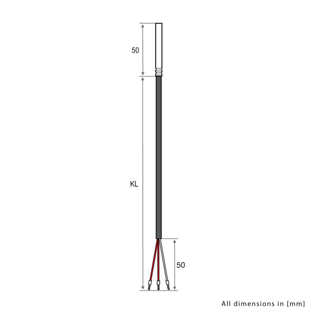 iOVEO 035HP01310 - PT100-3-przewodowy czujnik temperatury/sonda temperatury z przewodem PCW do 105°C, 10 metrów