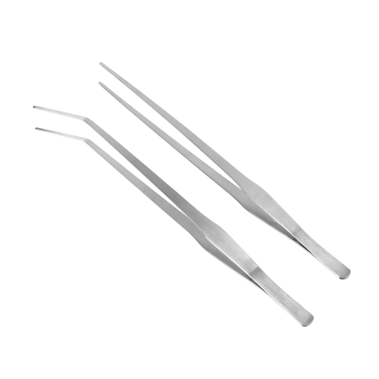 IWOWHERO 38cm Stainless Steel Straight Curved Tweezers Set Aquarium Plant Tweezers for Low-growing Carpet Plants