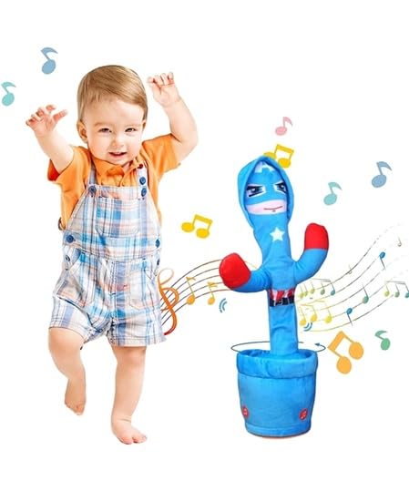 Image of Talking Dancing Cactus Toy with Recording & Voice Repeat Function | USB Rechargeable Musical Plush Toy with LED Lights | Singing, Mimicking & Wiggling Interactive Cactus Doll for Kids, Babies