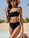 YACUN Women's High Waisted Bikini Swimsuit Two Piece Strapless Bandeau Cheeky Bathing Suits Black M