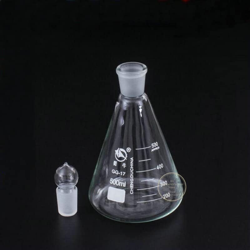 Frasco de vidrio para laboratorio, 1 matraz cónico de vidrio de silicato de 50 ml a 1000 ml con tapón esmerilado n.° 24, 29 y 34 (lote)(1000ml N0.34)