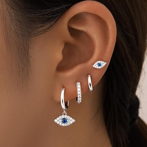 Image of Small Gold Huggie Hoop Earrings Set for Women Men Hypoallergenic 14K Plated Stack Cartilage Earrings, Sterling Silver Multiple Piercing Lightweight Mini Thin Cute Dainty Trendy Jewelry Gifts for Women