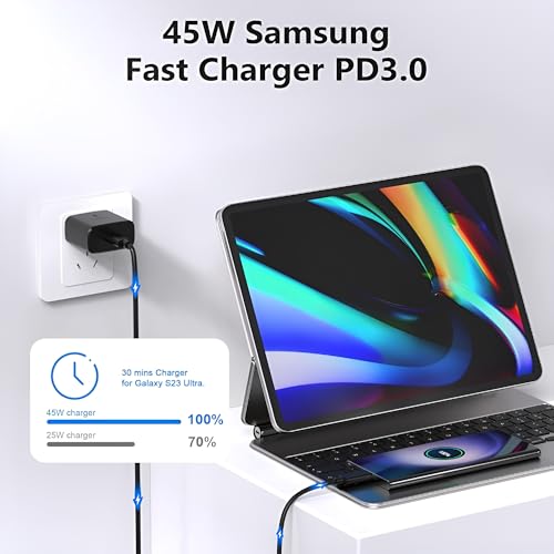 Image of Samsung 45W Type C Super Fast Charger Adapter Compatible with Galaxy S25 Edge /S25 Ultra /S25 plus /S25 /S24 ultra /S24 Plus /S24 /S23 /S22 /S21 / Fe /Z fold 7 /6 /5 /Z flip 7 /6 /5 /Pad /PD 3.0 Adaptor /Black