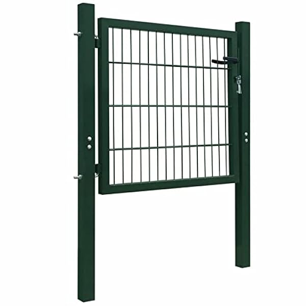 Gecheer Tuindeur, tuinpoort, tuinpoort, tuinpoort, tuinhek, poort, metalen poort, binnenpoort, opritpoort, poedergecoat staal, groen, 105 x 150 cm