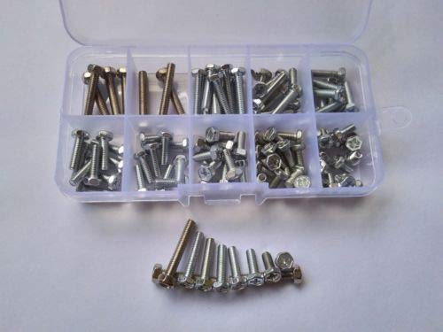 Lilianos 100pcs M4 Hex Head Phillips Socket Stainless Steel Screw Bolt Assortment Kit Set
