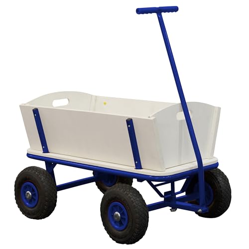 Sunny Billy Beach Wagon Bollerwagen in Blau | Handwagen aus Holz mit Luftreifen | Belastbar bis 100 kg | 94x61x97cm