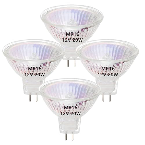 VINBE Bombilla halógena MR16, bombilla foco halógeno 20 W, 12 V, MR16 GU5.3, blanco cálido, paquete de 4