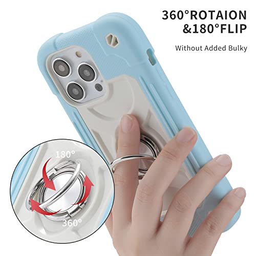 Image of MARKILL Compatible with iPhone with Built-in 360Rotating Ring Stand, Military Grade Drop Protection Full Body Rugged Heavy Duty Case Durable Cover (Ice Blue, iPhone 14 Pro Max 6.7 inch)